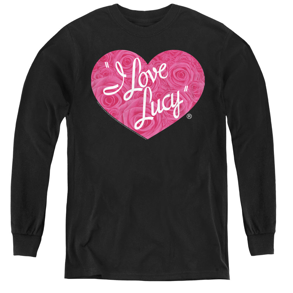 I Love Lucy Floral Logo Long Sleeve Kids Youth T Shirt Black Officially Licensed
