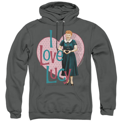 I Love Lucy Heart You Mens Hoodie Charcoal Officially Licensed