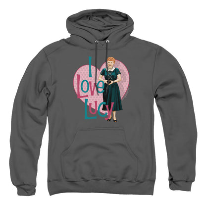 I Love Lucy Heart You Mens Hoodie Charcoal Officially Licensed