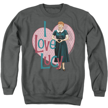 I Love Lucy Heart You Mens Crewneck Sweatshirt Charcoal Officially Licensed