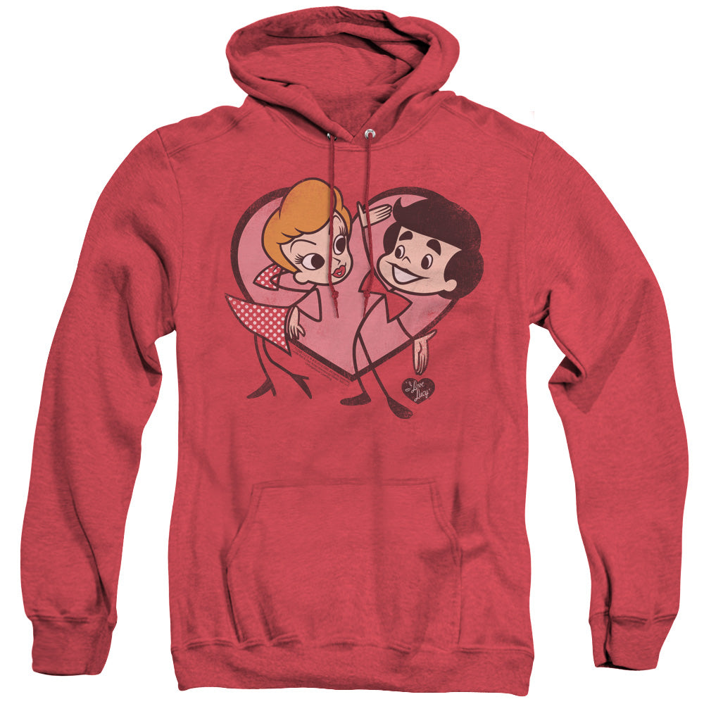 I Love Lucy Cartoon Love Mens Heather Hoodie Red Officially Licensed