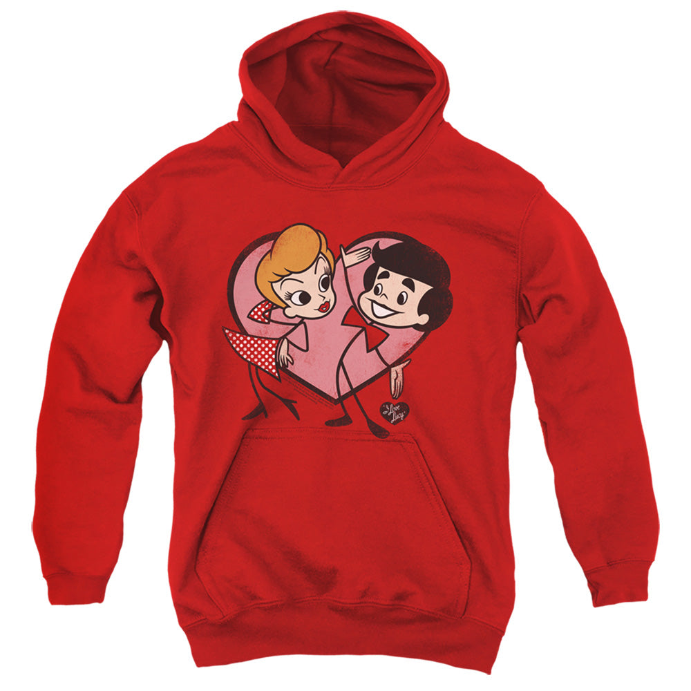 I Love Lucy Cartoon Love Kids Youth Hoodie Red Officially Licensed