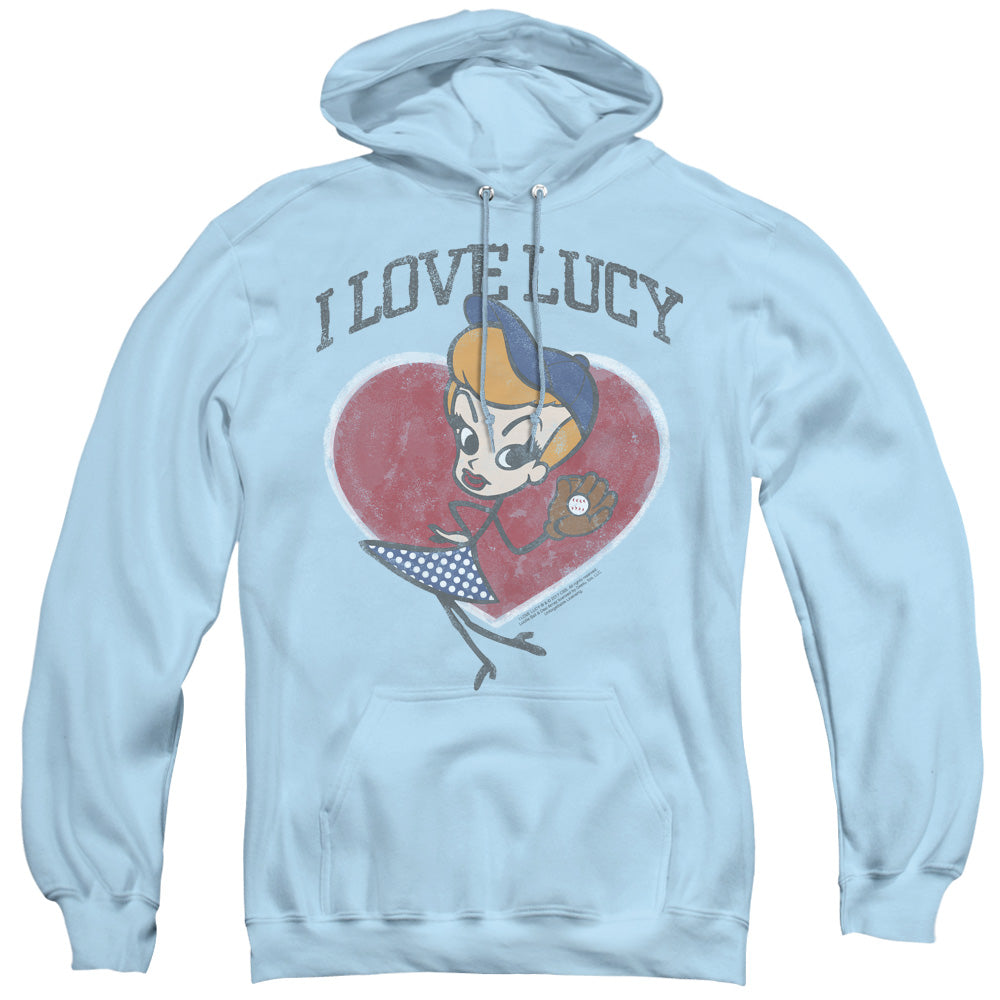 I Love Lucy Baseball Diva Mens Hoodie Light Blue Officially Licensed