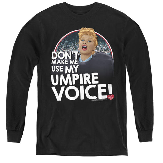 I Love Lucy Umpire Long Sleeve Kids Youth T Shirt Black Officially Licensed