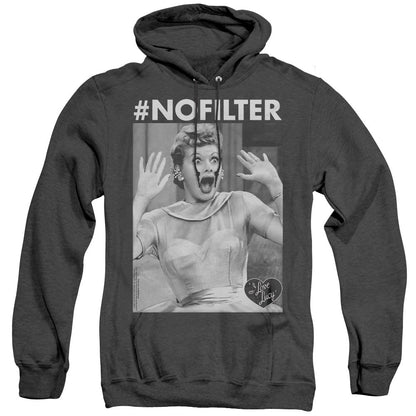 I Love Lucy No Filter Heather Mens Hoodie Black Officially Licensed