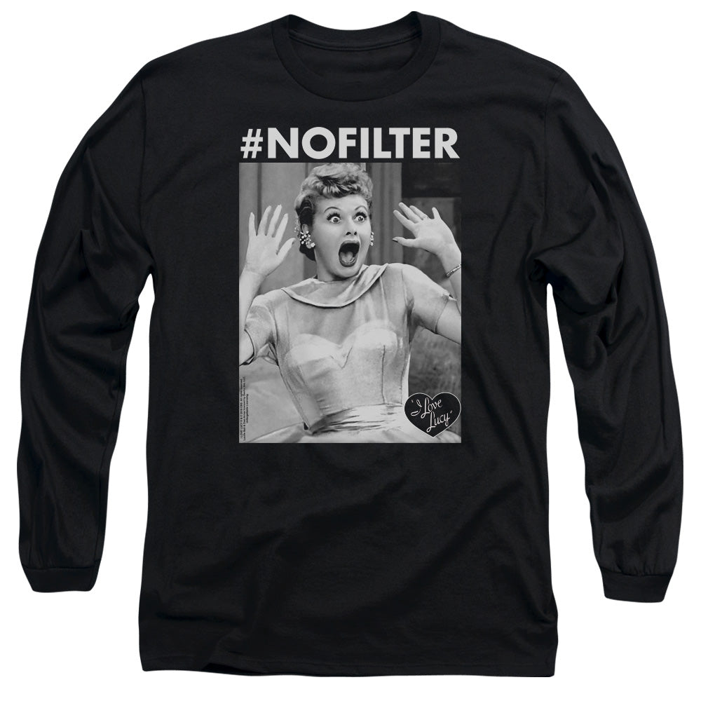 I Love Lucy No Filter Mens Long Sleeve Shirt Black Officially Licensed Officially Licensed