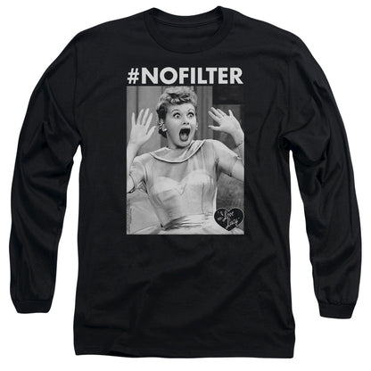 I Love Lucy No Filter Mens Long Sleeve Shirt Black Officially Licensed Officially Licensed