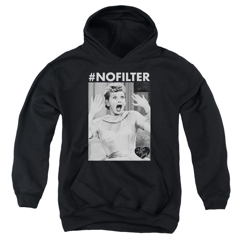 I Love Lucy No Filter Kids Youth Hoodie Black Officially Licensed