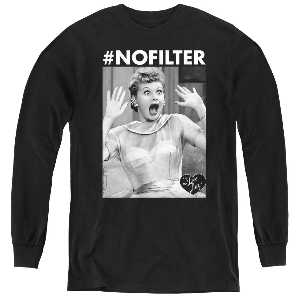 I Love Lucy No Filter Long Sleeve Kids Youth T Shirt Black Officially Licensed