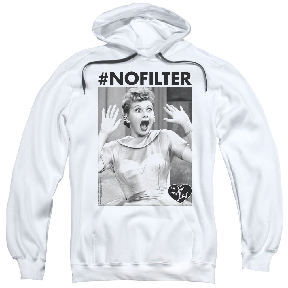 I Love Lucy No Filter Mens Hoodie White Officially Licensed