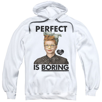 I Love Lucy Perfect Is Boring Mens Hoodie White Officially Licensed