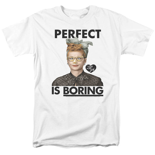 I Love Lucy Perfect Is Boring Mens T Shirt White Officially Licensed
