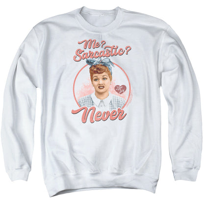 I Love Lucy Sarcastic Mens Crewneck Sweatshirt White Officially Licensed
