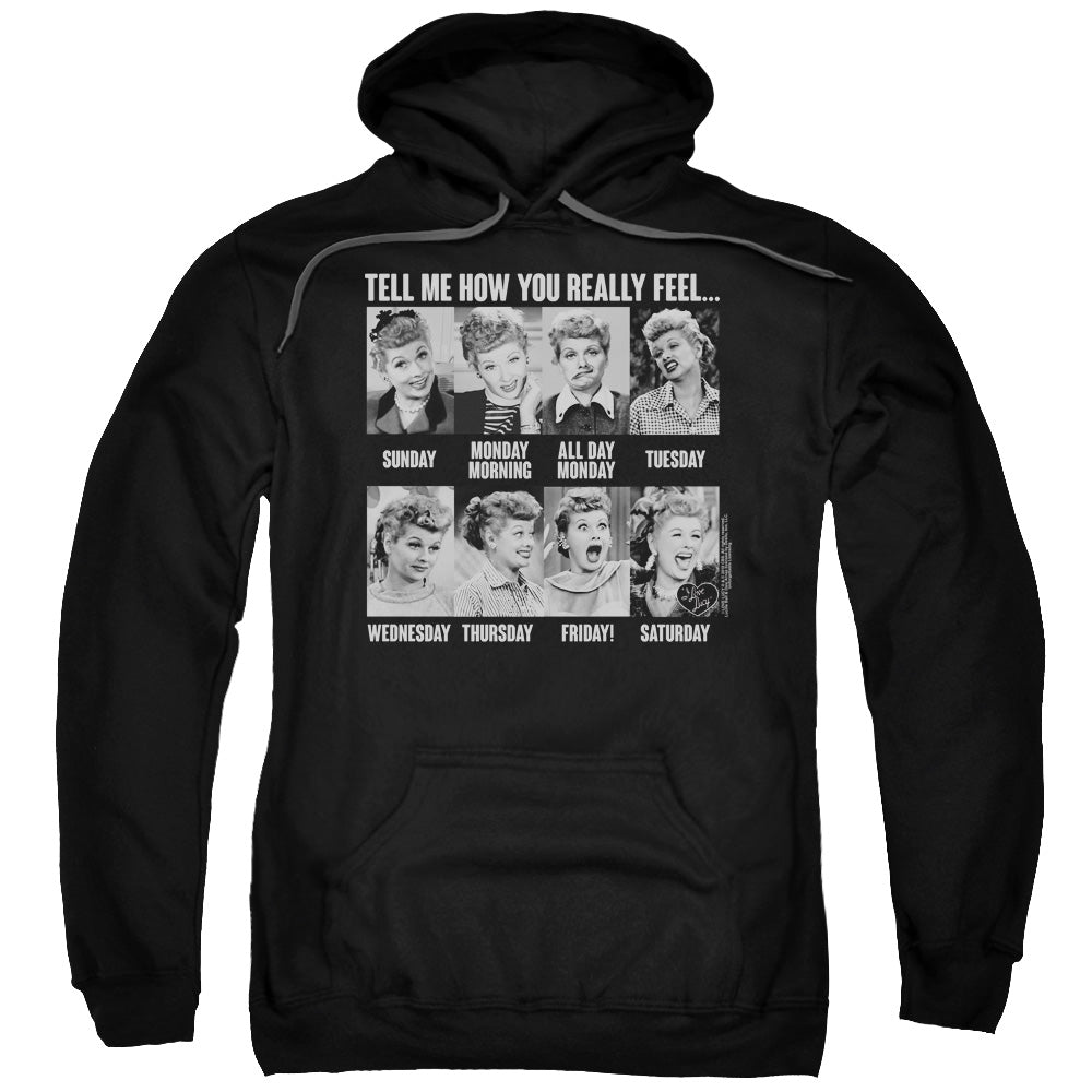 I Love Lucy 8 Days A Week Mens Hoodie Black Officially Licensed