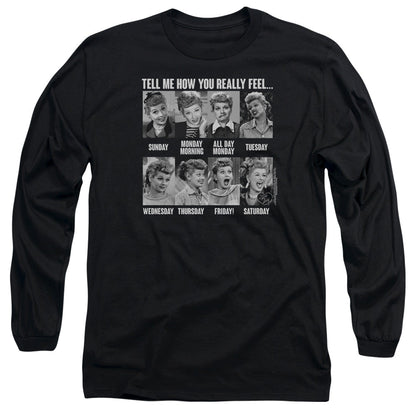 I Love Lucy 8 Days A Week Mens Long Sleeve Shirt Black Officially Licensed Officially Licensed