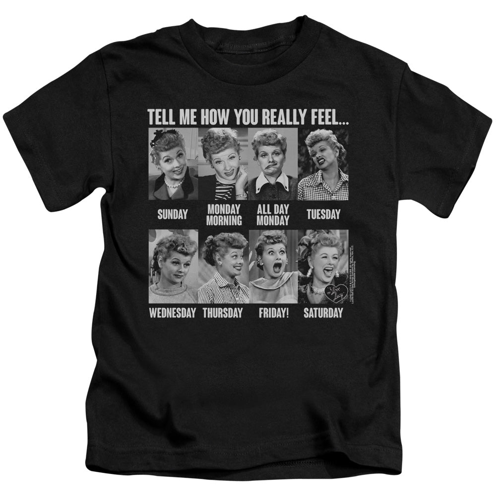 I Love Lucy 8 Days a Week Juvenile Kids Youth T Shirt Black Officially Licensed