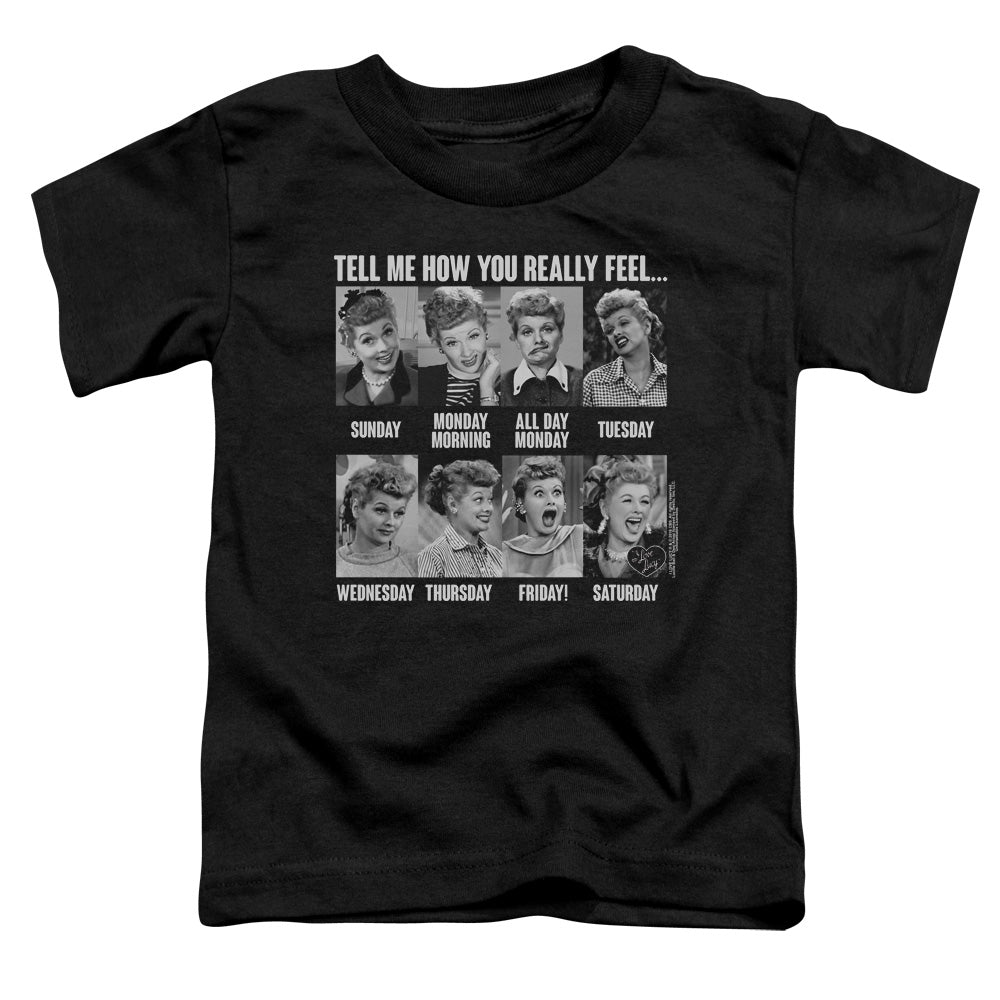 I Love Lucy 8 Days a Week Toddler Kids Youth T Shirt Black Officially Licensed