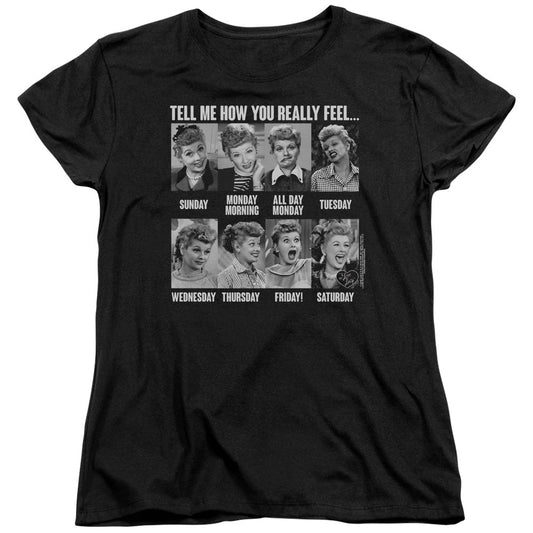I Love Lucy 8 Days a Week S S Women's Tee Black Officially Licensed
