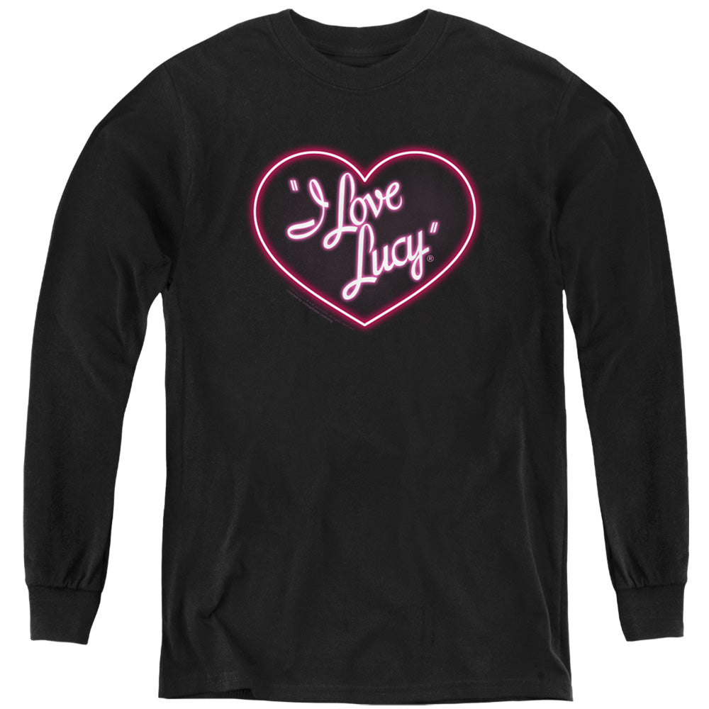 I Love Lucy Neon Logo Long Sleeve Kids Youth T Shirt Black Officially Licensed