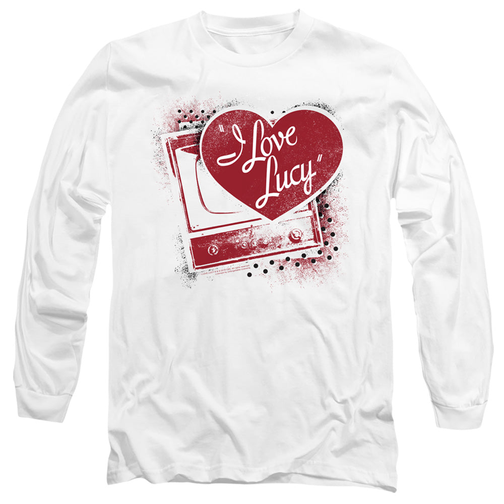 I Love Lucy Spray Paint Heart Mens Long Sleeve Shirt White Officially Licensed Officially Licensed