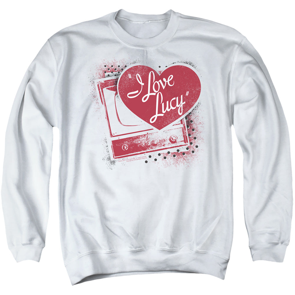 I Love Lucy Spray Paint Heart Mens Crewneck Sweatshirt White Officially Licensed