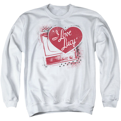 I Love Lucy Spray Paint Heart Mens Crewneck Sweatshirt White Officially Licensed