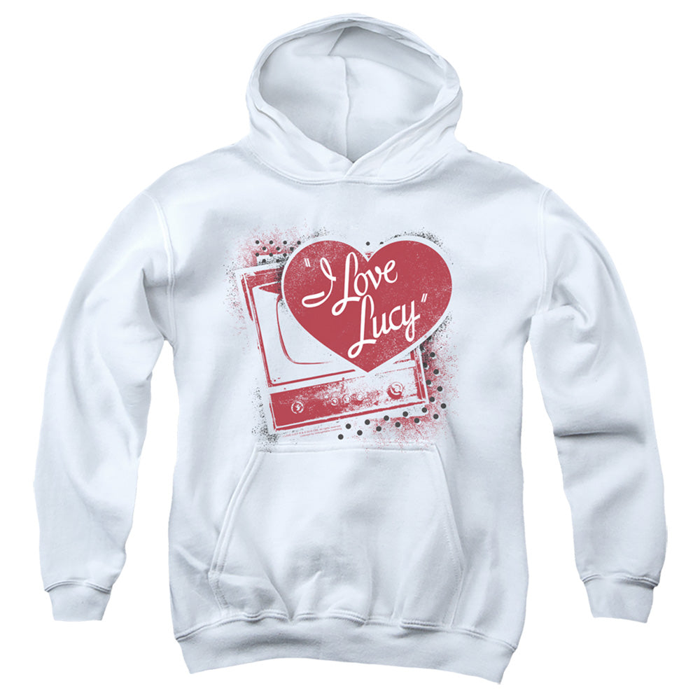 I Love Lucy Spray Paint Heart Kids Youth Hoodie White Officially Licensed