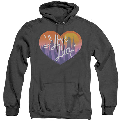 I Love Lucy Heart Of The City Heather Mens Hoodie Black Officially Licensed