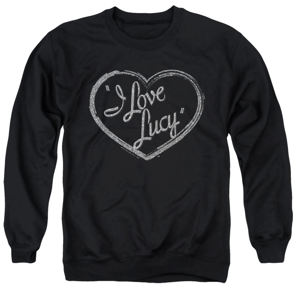 I Love Lucy Glitter Logo Mens Crewneck Sweatshirt Black Officially Licensed