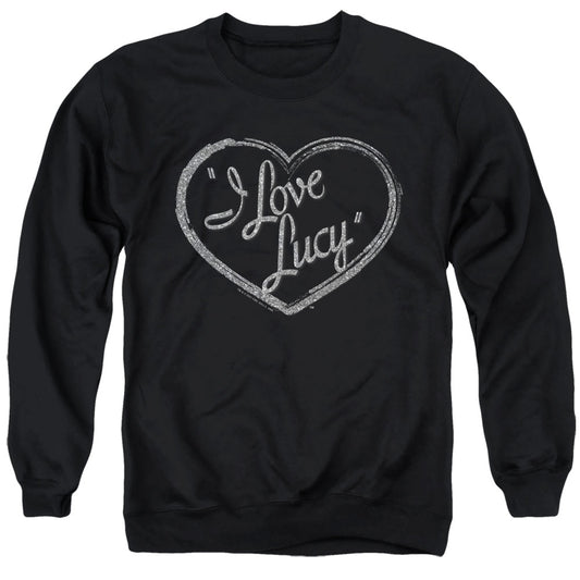 I Love Lucy Glitter Logo Mens Crewneck Sweatshirt Black Officially Licensed