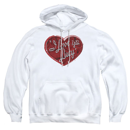 I Love Lucy Red Glitter 75 Mens Hoodie White Officially Licensed