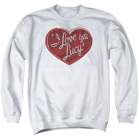 I Love Lucy Red Glitter 75 Mens Crewneck Sweatshirt White Officially Licensed