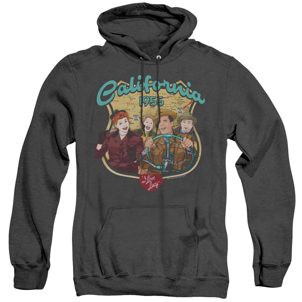 I Love Lucy Road Trip Heather Mens Hoodie Black Officially Licensed