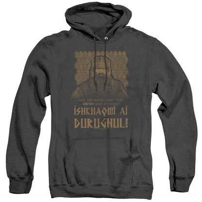 Lord Of The Rings Ishkhaqwi Durugnul Mens Heather Hoodie Black Officially Licensed