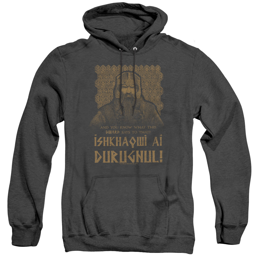 Lord Of The Rings Ishkhaqwi Durugnul Mens Heather Hoodie Black Officially Licensed