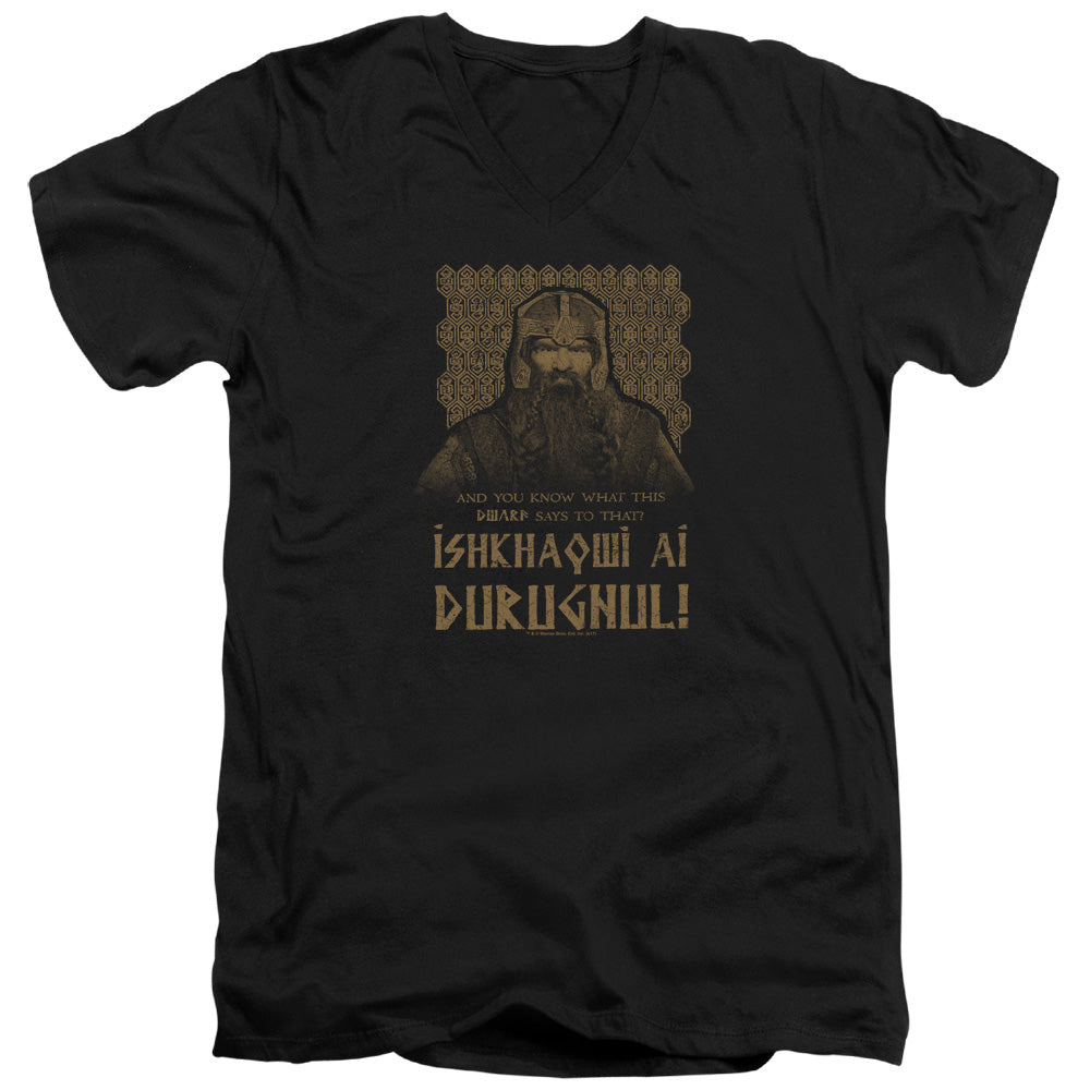 Lord Of The Rings Ishkhaqwi Durugnul Mens Slim Fit V-Neck T Shirt Black Officially Licensed