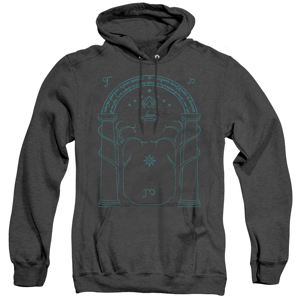 Lord Of The Rings Doors Of Durin Mens Heather Hoodie Black Officially Licensed