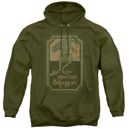 Lord Of The Ringsd Of The Rings Green Dragon Tavern Mens Hoodie Military Green Officially Licensed