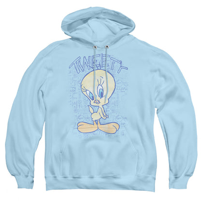 Looney Tunes Tweety Fade Mens Hoodie Light Blue Officially Licensed