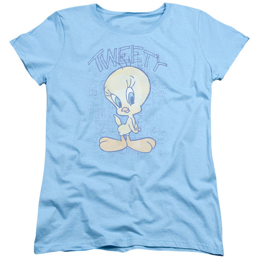 Looney Tunes Tweety Fade Womens T Shirt Light Blue Officially Licensed