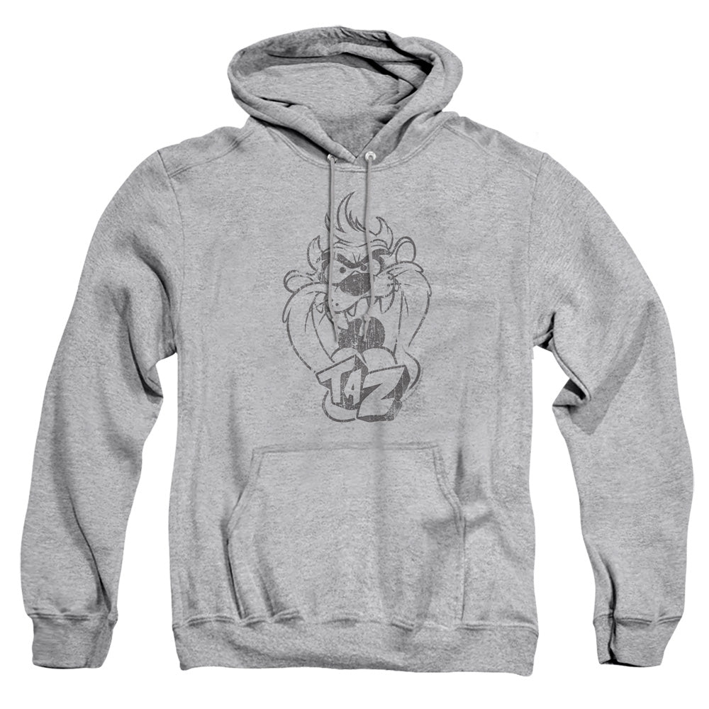 Looney Tunes Faded Taz Mens Hoodie Athletic Heather Officially Licensed