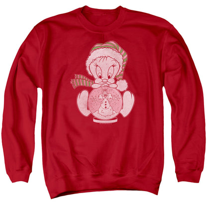 Looney Tunes Tweey Globe Mens Crewneck Sweatshirt Red Officially Licensed