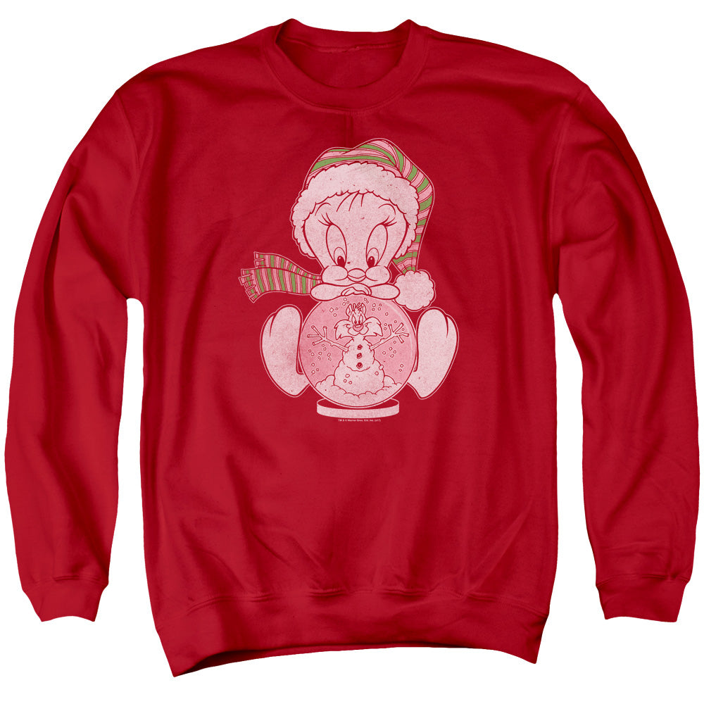 Looney Tunes Tweey Globe Mens Crewneck Sweatshirt Red Officially Licensed