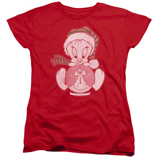 Looney Tunes Tweey Globe Womens T Shirt Red Officially Licensed