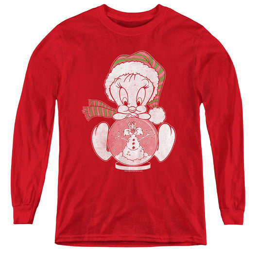 Looney Tunes Tweey Globe Long Sleeve Kids Youth T Shirt Red Officially Licensed