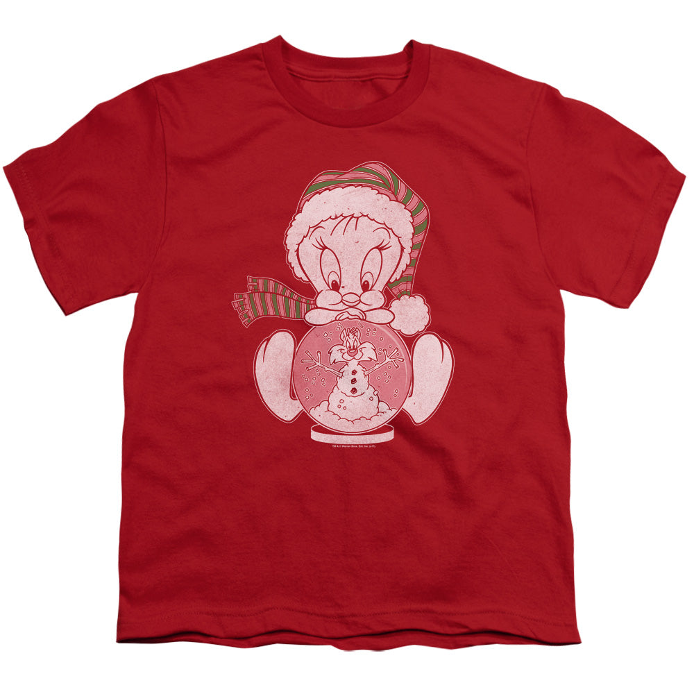 Looney Tunes Tweey Globe Kids Youth T Shirt Red Officially Licensed