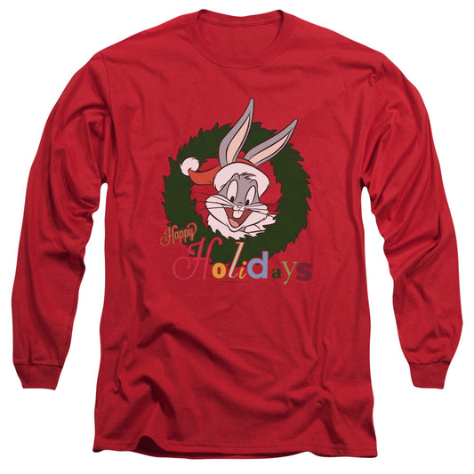 Looney Tunes Holiday Bunny Mens Long Sleeve Shirt Red Officially Licensed Officially Licensed