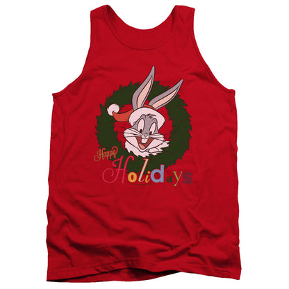 Looney Tunes Holiday Bunny Mens Tank Top Shirt Red Officially Licensed