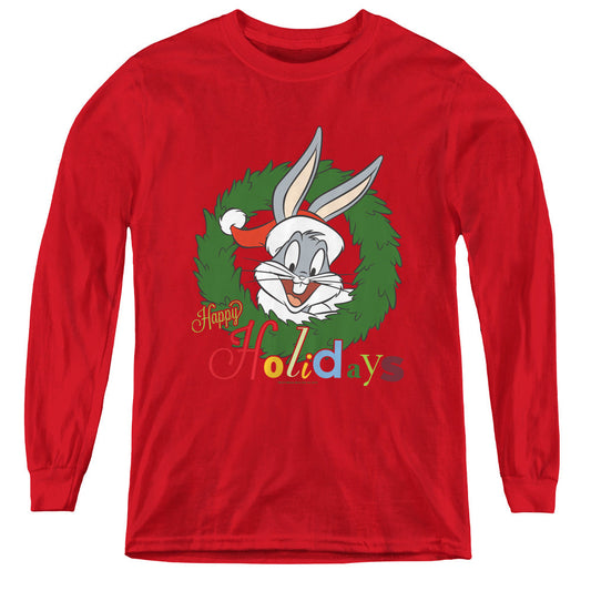 Looney Tunes Holiday Bunny Long Sleeve Kids Youth T Shirt Red Officially Licensed