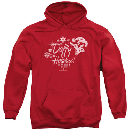 Looney Tunes Daffy Holidays Mens Hoodie Red Officially Licensed